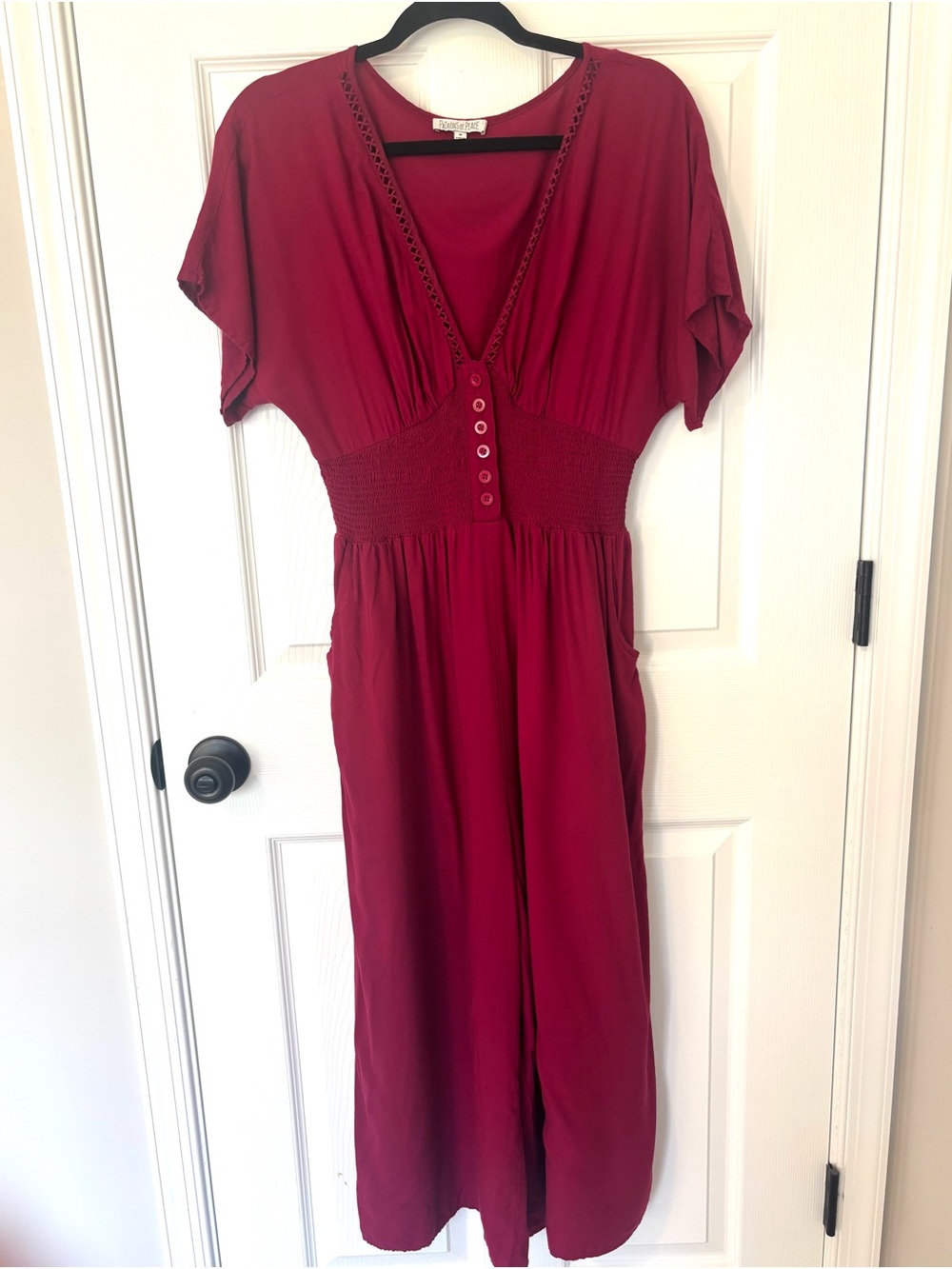 Cottagecore Patrons of Peace Burgundy V‑Neck Maxi Dress Renaissance Festival